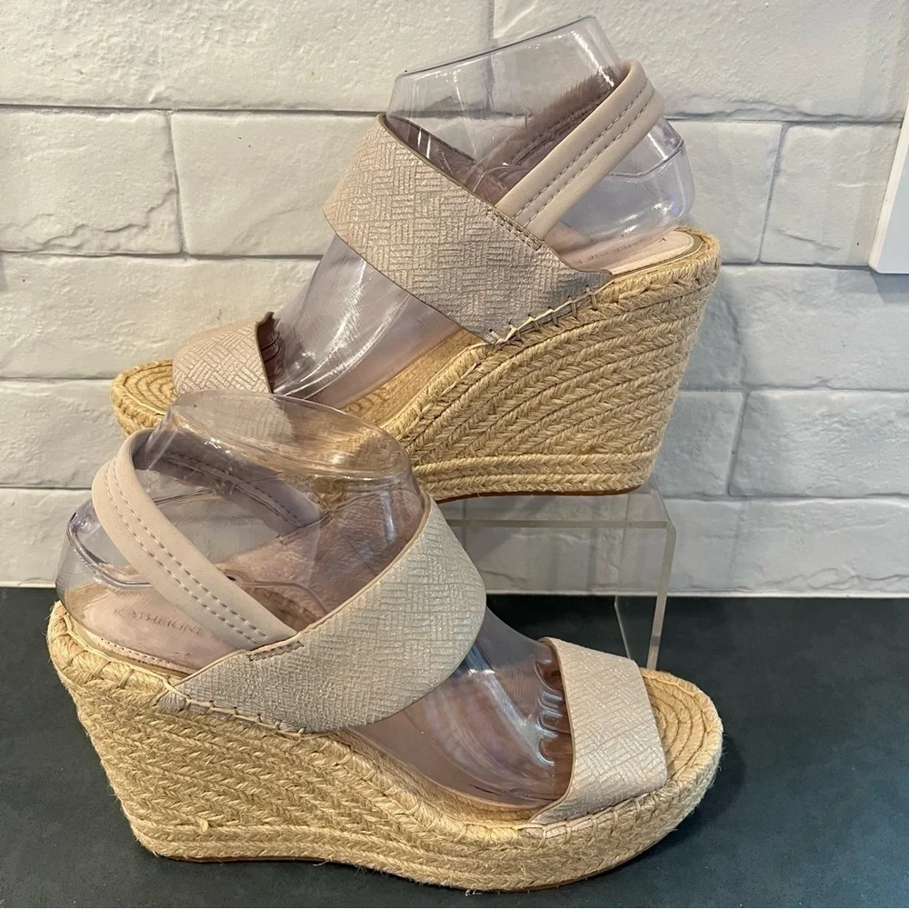 NWOT Katherine Kelly sz 8.5 Orla leather wedge espadrille sandals